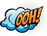 Ooh comic sound cloud, bubble chat cartoon icon. Vector isolated Ooh sound blast cloud, superhero comic book halftone art